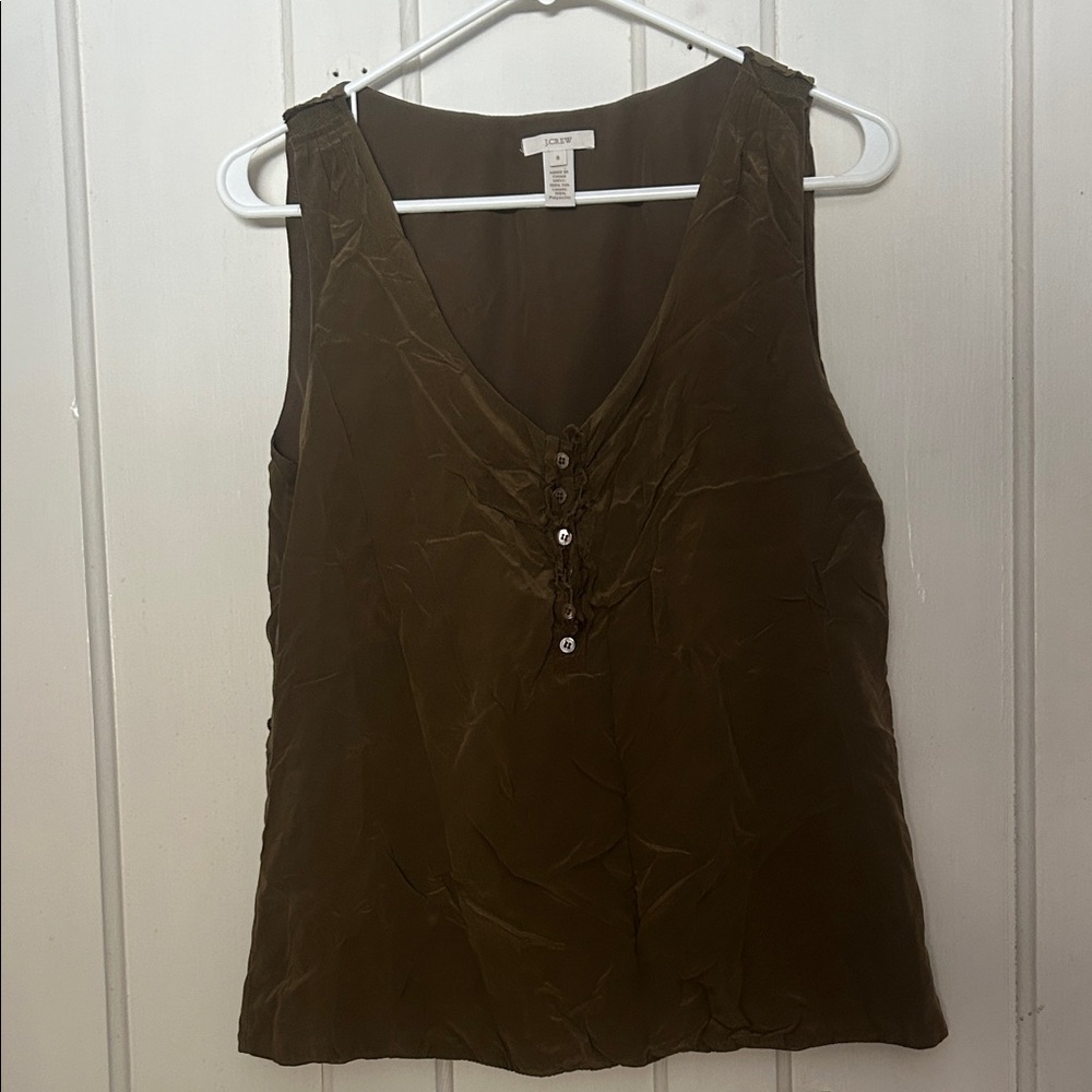 J. Crew Olive Buttoned Tank Top